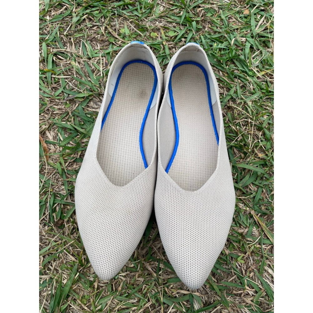Frank Mully Beige Knit Pointed Toe Flats 9.5 Minimalist Quiet Luxury Neutral - Picture 2 of 9